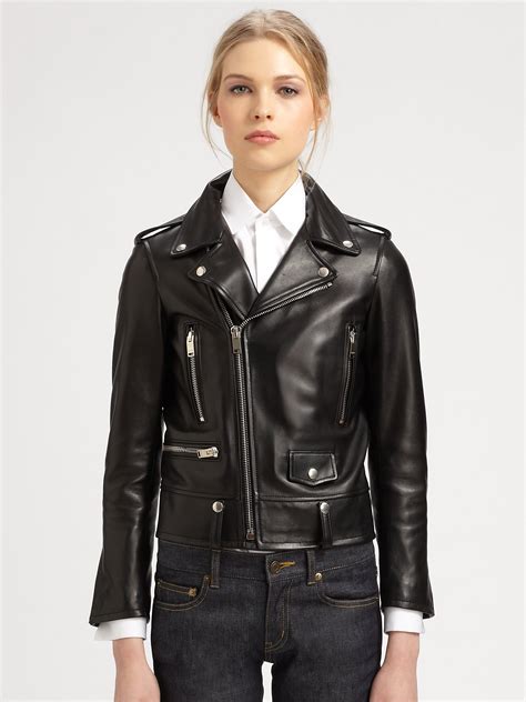 yves saint laurent leather jacket 1960|ysl leather jacket women's.